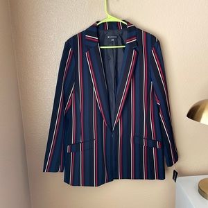 INC Blazer, NWT, Striped black, navy blue, red, and white, Womens size XL